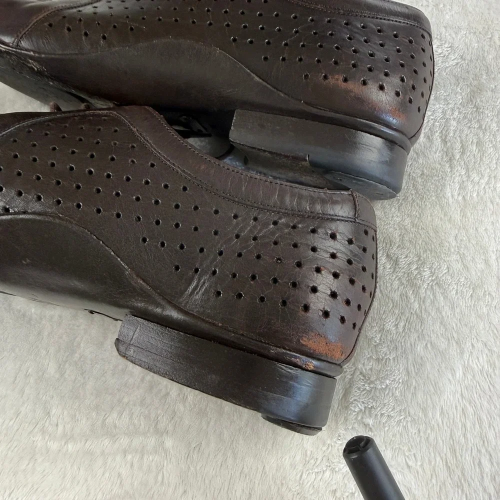 Vtg Mezlan Okanagan Oxford Mens 11M Brown Perforated Leather‎ Spain Y2K Luxury